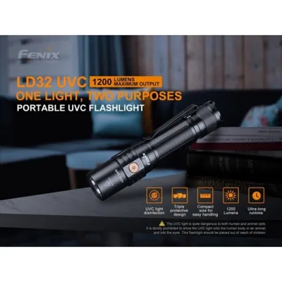 Fénix LD32 UVC con Rayos Ultravioleta para Desinfección Covid y 1200 Lúmenes con Batería - Fenix Light