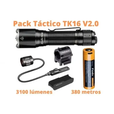 Táctico TK16 V2.0 + Pulsador Remoto + Soporte Pulsador a Arma + Sujeción Linterna a Arma - Fenix Light