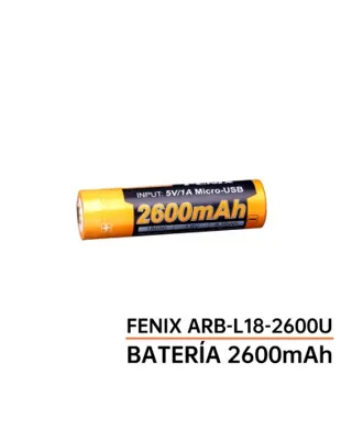 Recargable por Micro USB 18650 de 2600 mAh (Precio por Unidad 14,25€) (También Puede Cargar en un Cargador) - Fenix Light