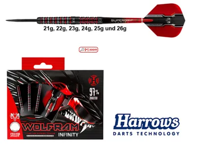 Wolfram Infinity 97% Tungsten - Steeltip Dartpfeile | 26g - Harrows