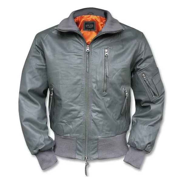 Mil-Tec Bunda Kožená BW Aviator ŠEDÁ