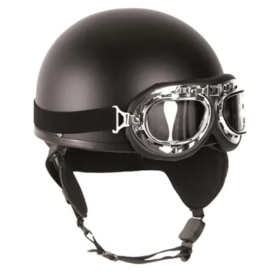 Helma Motocyklová RETRO Včetně Brýlí ČERNÁ - Mil-Tec