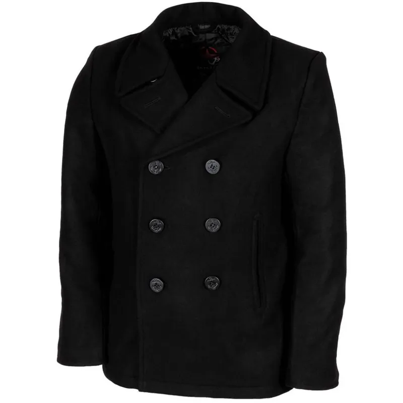 MFH Kabát US Pea Coat ČERNÝ
