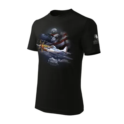 Triko P-51 Mustang - Barva: ČERNÁ -, Velikost - ANTONIO®