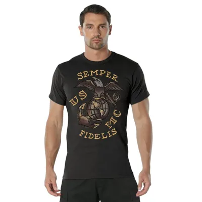 Triko Usmc Semper Fidelis Černé - Barva: Černá -, Velikost - Rothco