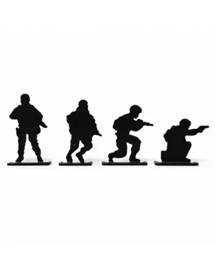 Set of 4 Metal Military-Style Silhouette Targets - FOYOTO